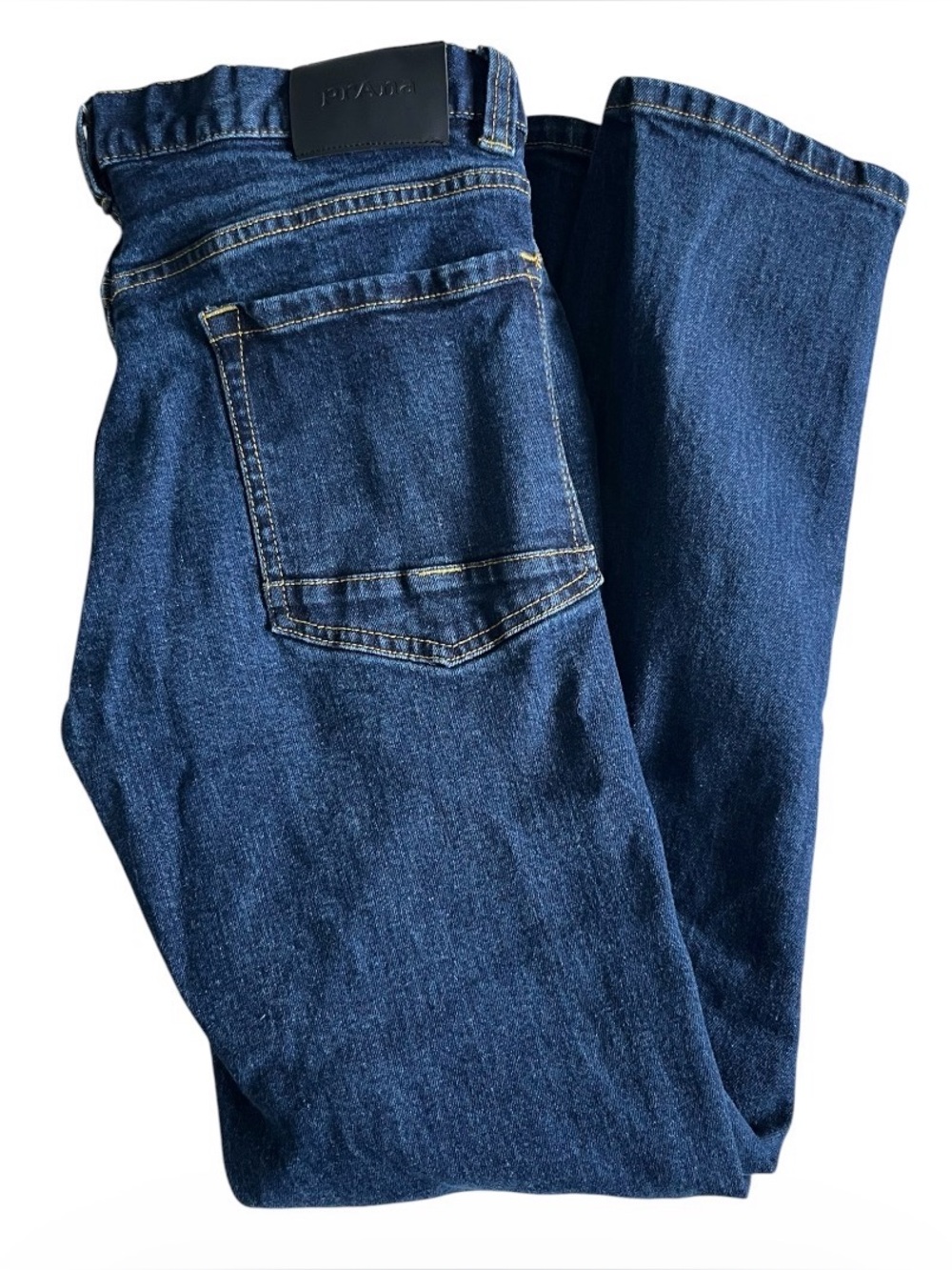 PrAna Feener Jeans Men’s 32x30 (30x27)  Blue Straight Fit Medium Wash Denim Zip